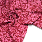 Tissu coton fin imprimé INDIENNES, rose fuchsia aux fleurs géométriques roses – STANDARD 100 OEKO - TEX - tissuspipi.com