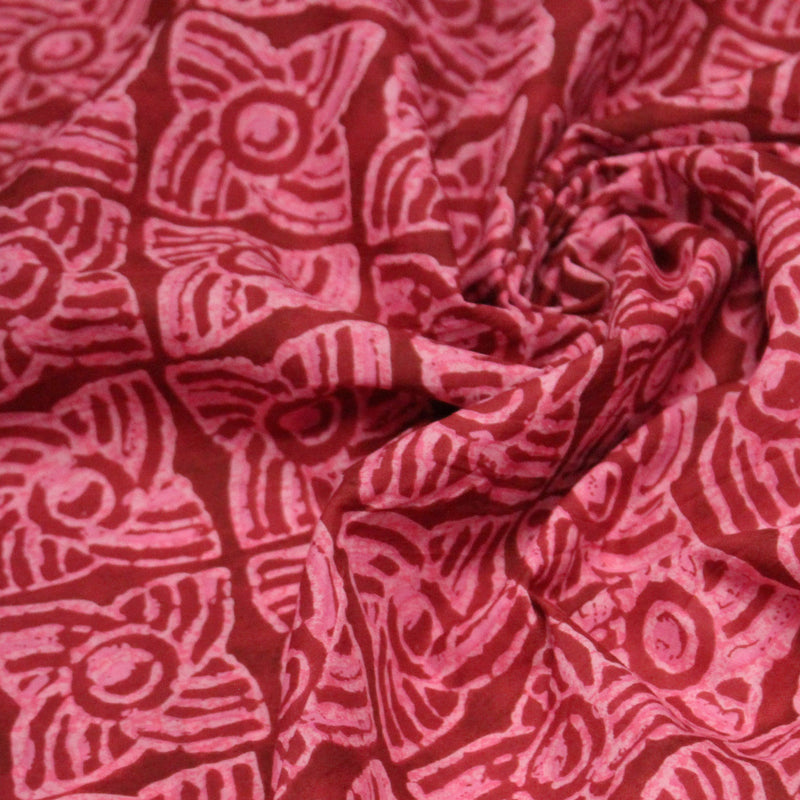Tissu coton fin imprimé INDIENNES, rose fuchsia aux fleurs géométriques roses – STANDARD 100 OEKO - TEX - tissuspipi.com