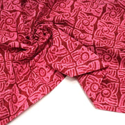 Tissu coton fin imprimé INDIENNES, rose fuchsia aux fleurs géométriques roses – STANDARD 100 OEKO - TEX - tissuspipi.com
