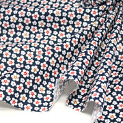 Tissu cotonnade fleurs japonaises géométriques : bleu, jaune, vert, rouge - OEKO - TEX - tissuspipi.com