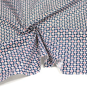Tissu cotonnade fleurs japonaises géométriques : bleu, jaune, vert, rouge - OEKO - TEX - tissuspipi.com