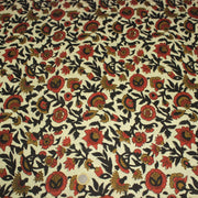 Tissu coton fin imprimé INDIENNES écru aux fleurs indiennes ocres rouges et noires - tissuspipi.com