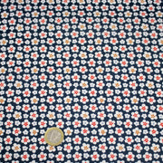 Tissu cotonnade fleurs japonaises géométriques : bleu, jaune, vert, rouge - OEKO - TEX - tissuspipi.com