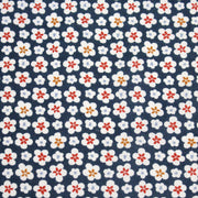 Tissu cotonnade fleurs japonaises géométriques : bleu, jaune, vert, rouge - OEKO - TEX - tissuspipi.com