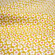 Tissu cotonnade fleurs japonaises géométriques : bleu, jaune, vert, rouge - OEKO - TEX - tissuspipi.com