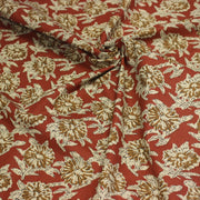 Tissu coton fin imprimé INDIENNES rouge rouille aux fleurs écrues et ocres - tissuspipi.com