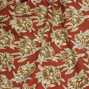 Tissu coton fin imprimé INDIENNES rouge rouille aux fleurs écrues et ocres - tissuspipi.com