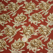 Tissu coton fin imprimé INDIENNES rouge rouille aux fleurs écrues et ocres - tissuspipi.com