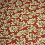 Tissu coton fin imprimé INDIENNES rouge rouille aux fleurs écrues et ocres - tissuspipi.com
