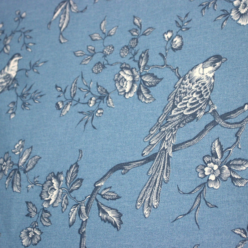Tissu coton épais demi - natté TOILE DE JOUY AUX MESANGES, grande largeur 280cm : cinq couleurs dispos - OEKO - TEX - tissuspipi.com