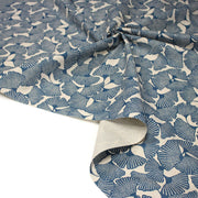 Tissu coton demi natté motif japonais GINKGO : BLEU ou NOIR - OEKO - TEX STANDARD 100 - tissuspipi.com