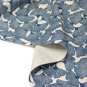 Tissu coton demi natté motif japonais GINKGO : BLEU ou NOIR - OEKO - TEX STANDARD 100 - tissuspipi.com