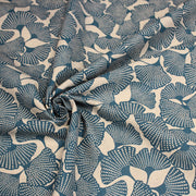 Tissu coton demi natté motif japonais GINKGO : BLEU ou NOIR - OEKO - TEX STANDARD 100 - tissuspipi.com