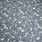 Tissu coton demi natté motif japonais GINKGO : BLEU ou NOIR - OEKO - TEX STANDARD 100 - tissuspipi.com