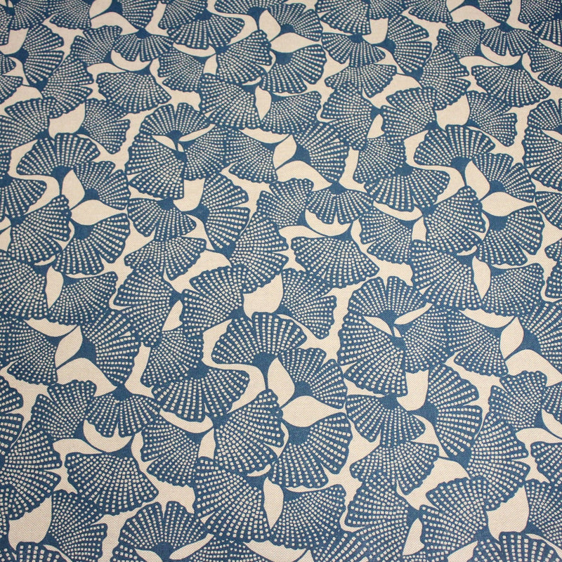Tissu coton demi natté motif japonais GINKGO : BLEU ou NOIR - OEKO - TEX STANDARD 100 - tissuspipi.com
