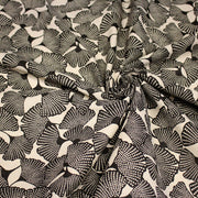 Tissu coton demi natté motif japonais GINKGO : BLEU ou NOIR - OEKO - TEX STANDARD 100 - tissuspipi.com