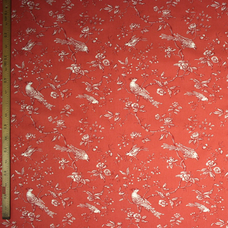 Tissu coton épais demi - natté TOILE DE JOUY AUX MESANGES, grande largeur 280cm : cinq couleurs dispos - OEKO - TEX - tissuspipi.com