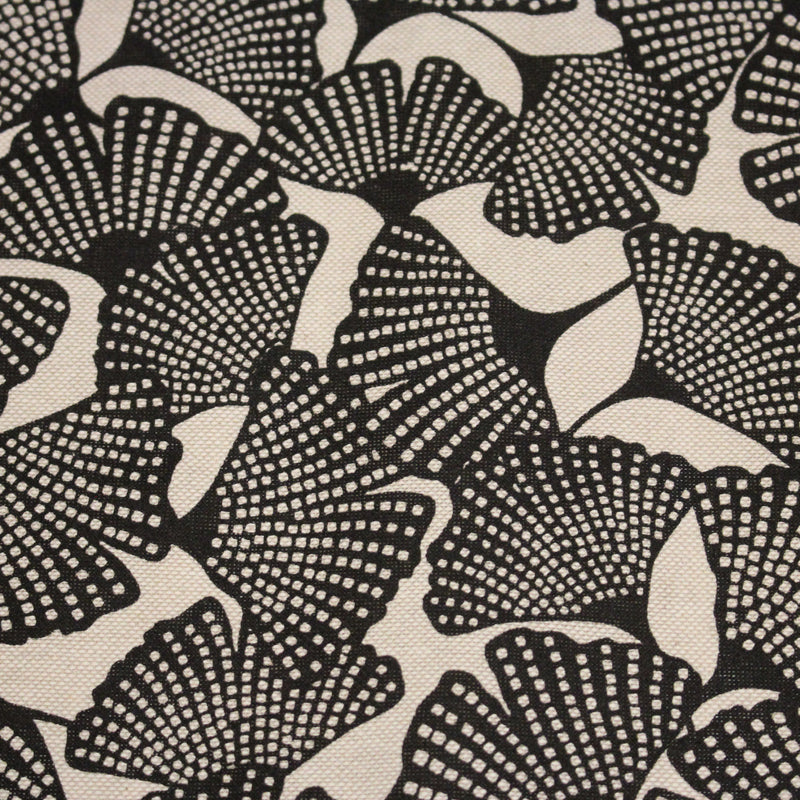Tissu coton demi natté motif japonais GINKGO : BLEU ou NOIR - OEKO - TEX STANDARD 100 - tissuspipi.com