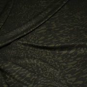 Tissu viscose fluide SERPENT, motif python vert kaki et noir - Fabrication italienne - tissuspipi.com