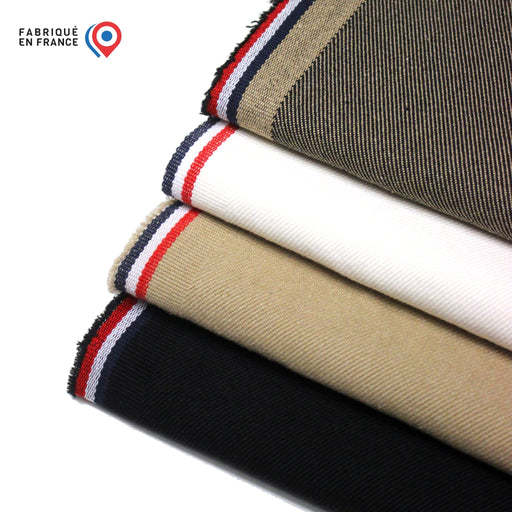 Tissu SERGÉ DENIM DE COTON ÉPAIS : trois couleurs - Matière recyclée & fabrication française - tissuspipi.com