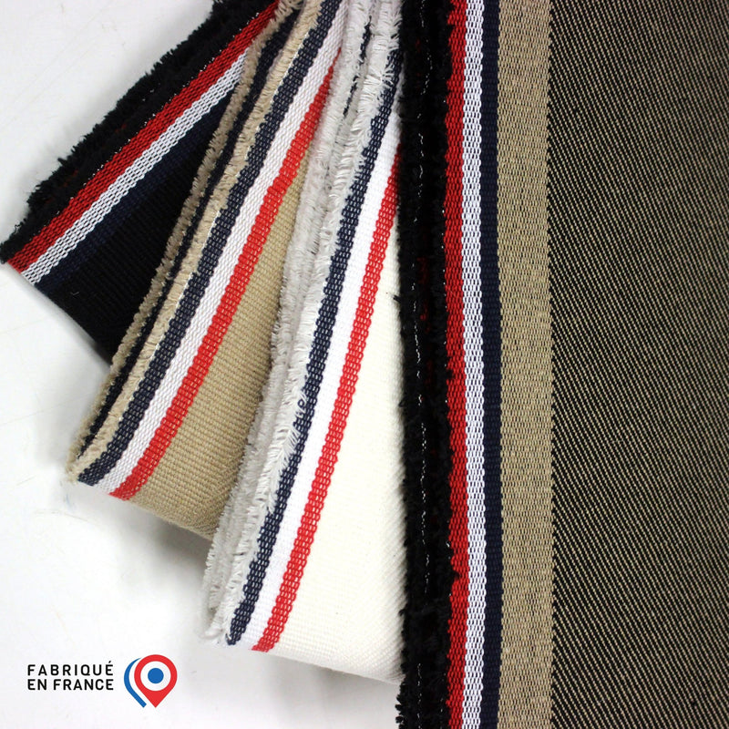 Tissu SERGÉ DENIM DE COTON ÉPAIS : trois couleurs - Matière recyclée & fabrication française - tissuspipi.com