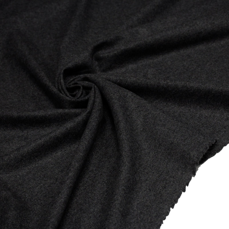 Tissu lainage flanelle de laine gris anthracite - Fabrication italienne - tissuspipi.com