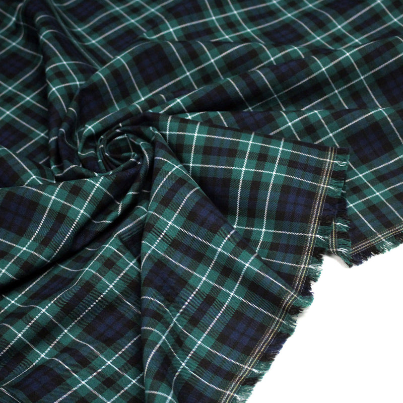Tissu Tartan motif traditionnel vert bleu blanc - STANDARD 100 OEKO - TEX - tissuspipi.com