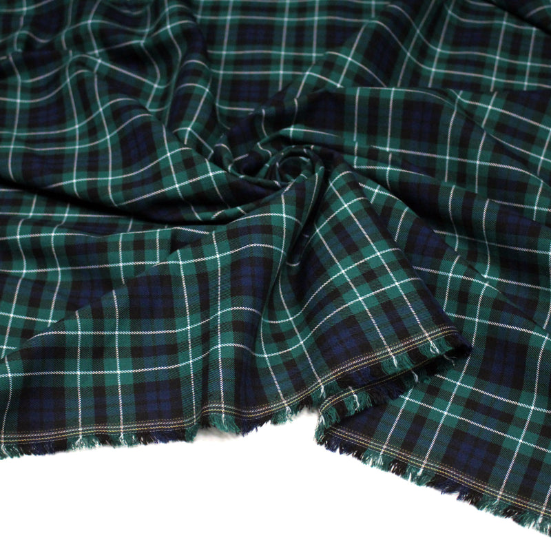 Tissu Tartan motif traditionnel vert bleu blanc - STANDARD 100 OEKO - TEX - tissuspipi.com