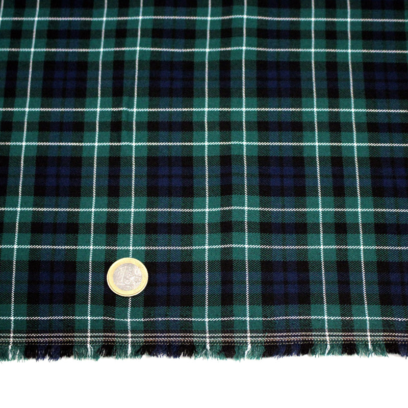 Tissu Tartan motif traditionnel vert bleu blanc - STANDARD 100 OEKO - TEX - tissuspipi.com