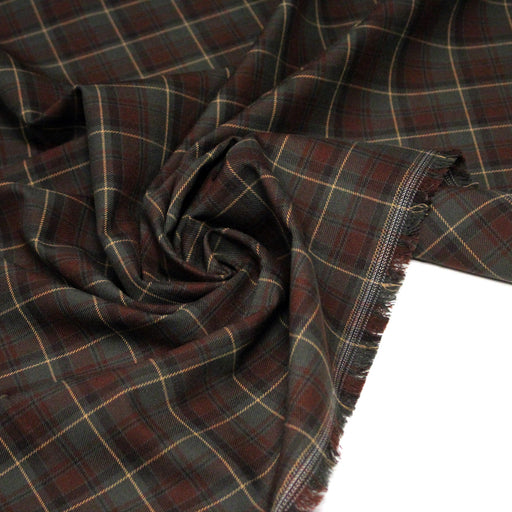 Tissu Tartan motif traditionnel vert kaki bordeaux ocre - STANDARD 100 OEKO - TEX - tissuspipi.com