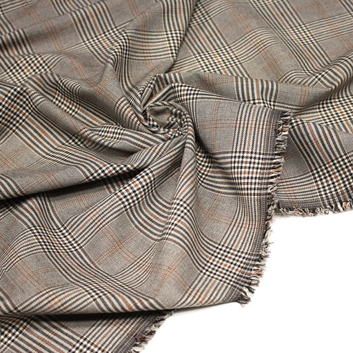 Tissu Prince de Galles noir blanc et ocre - STANDARD 100 OEKO - TEX - tissuspipi.com