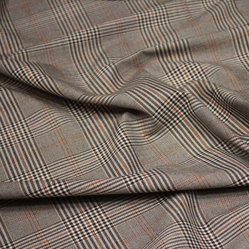 Tissu Prince de Galles noir blanc et ocre - STANDARD 100 OEKO - TEX - tissuspipi.com