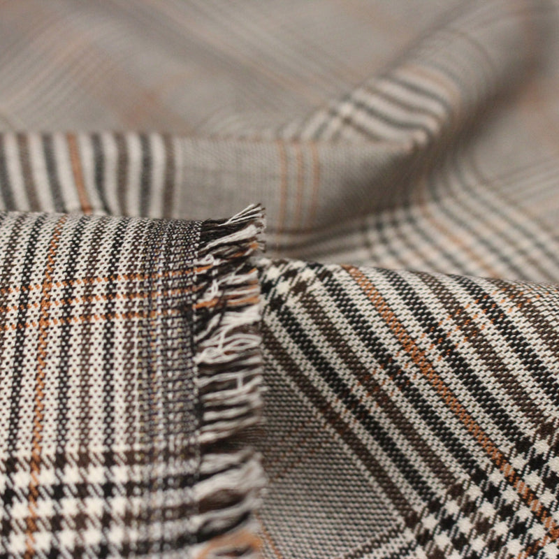Tissu Prince de Galles noir blanc et ocre - STANDARD 100 OEKO - TEX - tissuspipi.com