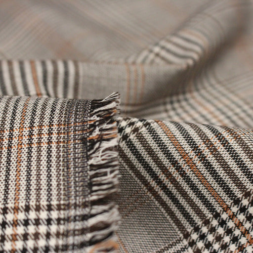 Tissu Prince de Galles noir blanc et ocre - STANDARD 100 OEKO - TEX - tissuspipi.com
