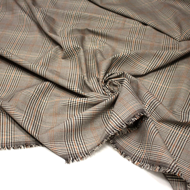 Tissu Prince de Galles noir blanc et ocre - STANDARD 100 OEKO - TEX - tissuspipi.com