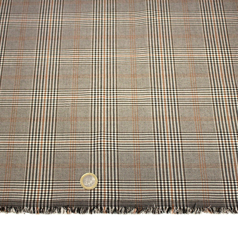 Tissu Prince de Galles noir blanc et ocre - STANDARD 100 OEKO - TEX - tissuspipi.com