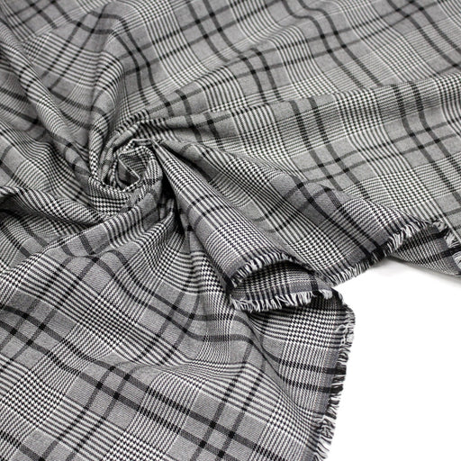 Tissu Prince de Galles noir blanc et liserés noirs - STANDARD 100 OEKO - TEX - tissuspipi.com
