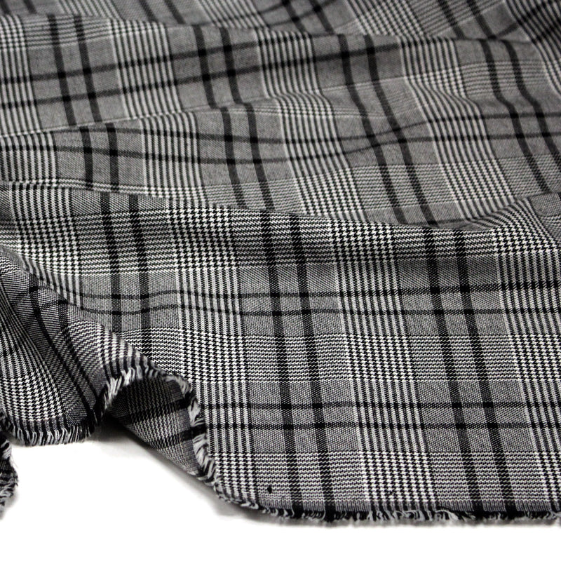 Tissu Prince de Galles noir blanc et liserés noirs - STANDARD 100 OEKO - TEX - tissuspipi.com