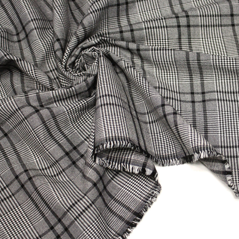 Tissu Prince de Galles noir blanc et liserés noirs - STANDARD 100 OEKO - TEX - tissuspipi.com