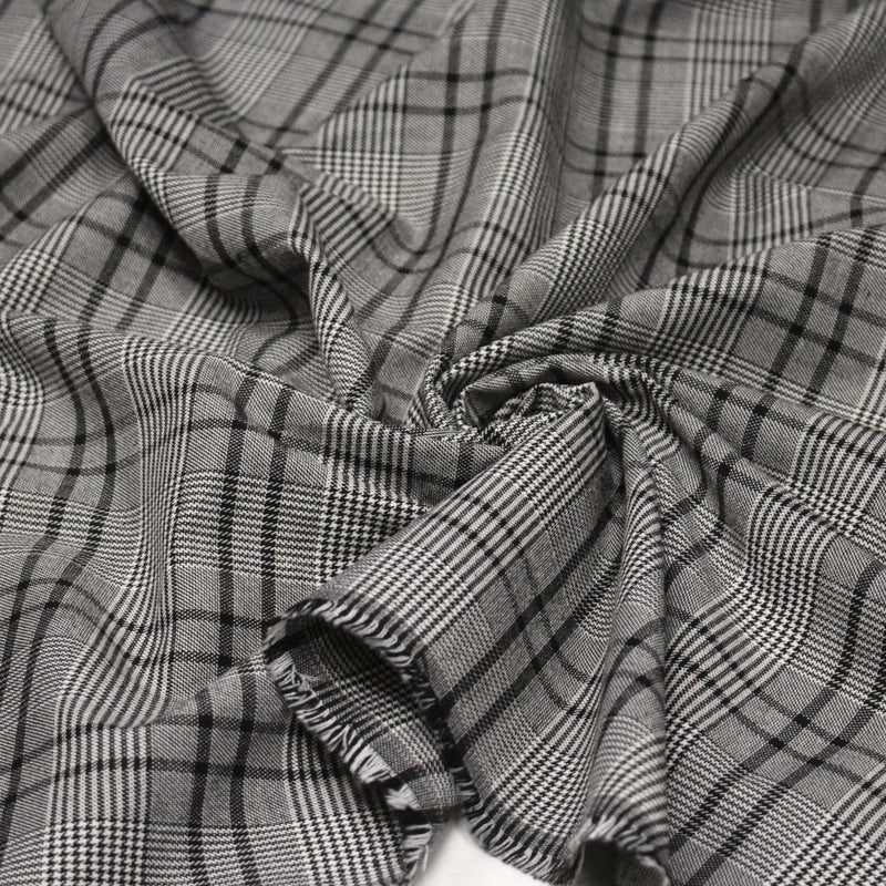 Tissu Prince de Galles noir blanc et liserés noirs - STANDARD 100 OEKO - TEX - tissuspipi.com