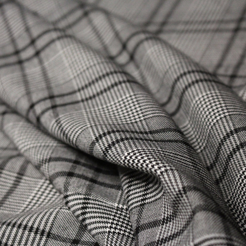 Tissu Prince de Galles noir blanc et liserés noirs - STANDARD 100 OEKO - TEX - tissuspipi.com