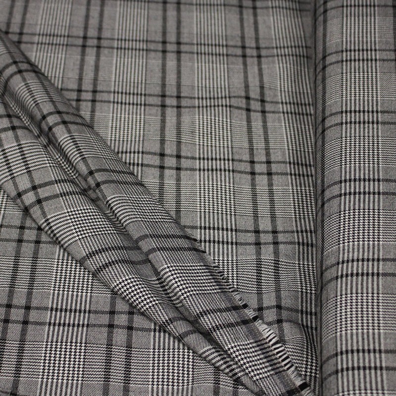 Tissu Prince de Galles noir blanc et liserés noirs - STANDARD 100 OEKO - TEX - tissuspipi.com