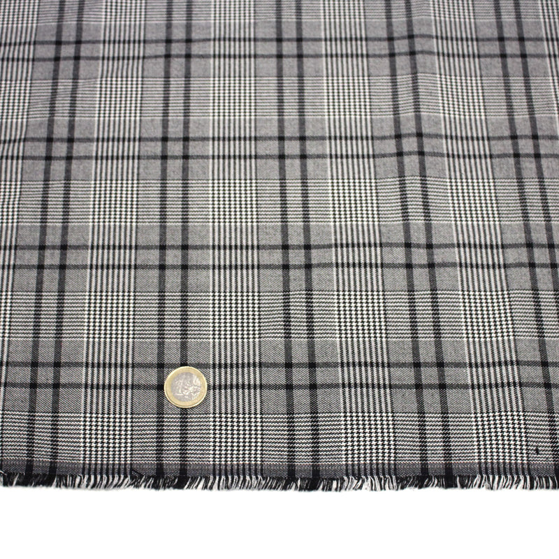 Tissu Prince de Galles noir blanc et liserés noirs - STANDARD 100 OEKO - TEX - tissuspipi.com
