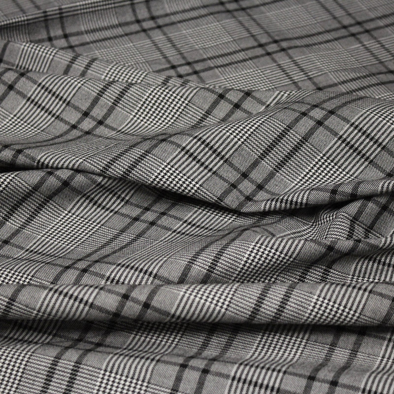 Tissu Prince de Galles noir blanc et liserés noirs - STANDARD 100 OEKO - TEX - tissuspipi.com