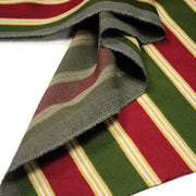Tissu velours côtelé aux larges rayures rouges et vertes, tissage jacquard - tissuspipi.com