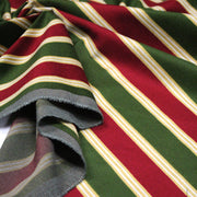 Tissu velours côtelé aux larges rayures rouges et vertes, tissage jacquard - tissuspipi.com