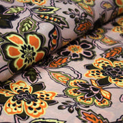 Tissu habillement satin velours, imprimé motif fleuri INDIENNES, nombreuses couleurs - tissuspipi.com