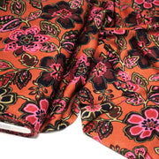 Tissu habillement satin velours, imprimé motif fleuri INDIENNES, nombreuses couleurs - tissuspipi.com