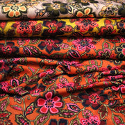 Tissu habillement satin velours, imprimé motif fleuri INDIENNES, nombreuses couleurs - tissuspipi.com