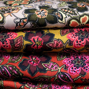 Tissu habillement satin velours, imprimé motif fleuri INDIENNES, nombreuses couleurs - tissuspipi.com